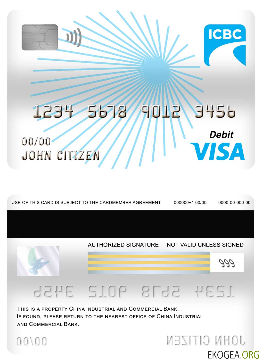 Carte de débit visa bancaire industrielle et commerciale de Chine